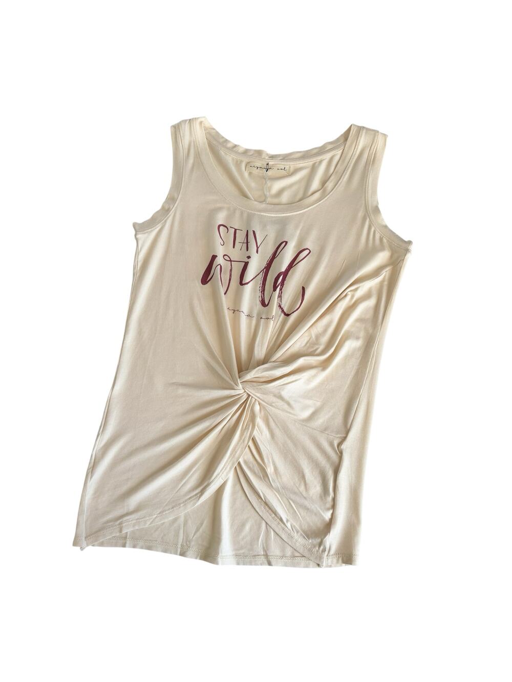 Niyama Sol Stay Wild Cream Twist Front Athletic Tank Top Women’s Athleisure XS
